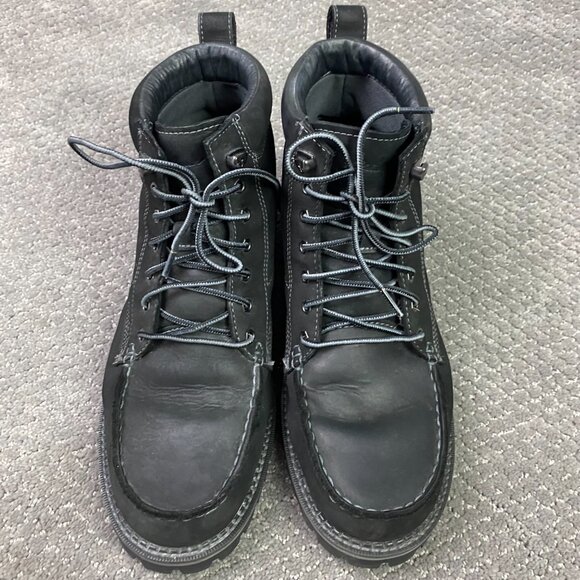 Eddie Bauer Severson Moc Toe Boots Men's 12 Black Leather Waterproof 4041-785 - Picture 4 of 14